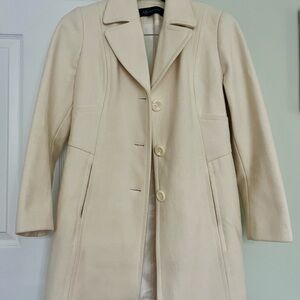 Anne Klein Cream Wool Blend Winter Coat